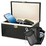 Extra Large Capacity Faraday Box for Car Keys with 2 RFID Key Pouches – Signal Blocking Anti-Theft Storage Box for Multiple Keyless Entry Keys