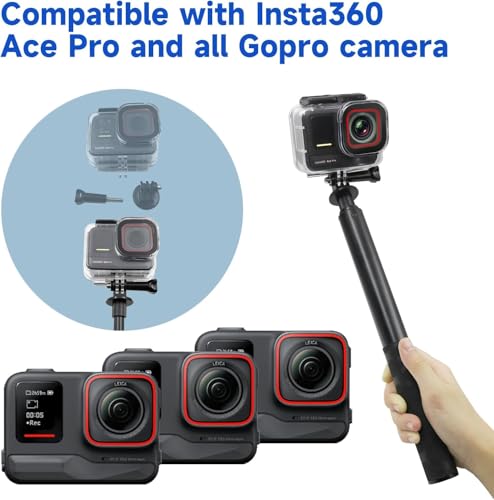 Image of Selfie Stick 45.2Inch /115cm Extension Invisible Monopod Compatible for Gopro Hero 12 /11 /10 /9 for Insta 360 Ace pro X3 DJI Action 4 3 2 Akaso and Other Action Cameras