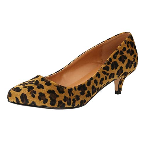 Image of MAIERNISI JESSI Unisex Men's Women's Pointed Toe Kitten Heel Pumps, 2 Inch Low Heel Office Dress Shoes