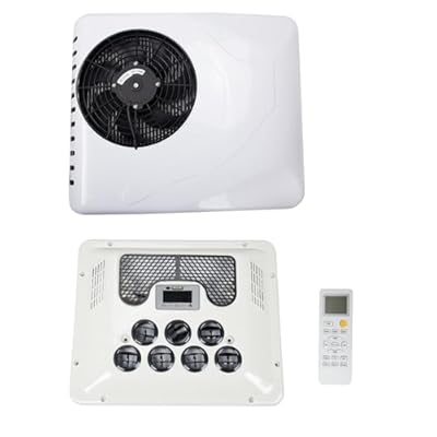 12V RV Air Conditioner, 15000 BTU Rooftop DC A/C Unit with Cooling & Heating, 3-Speed Fan, Digital Control Panel, Quiet & Energy-Saving Air Conditioner for Camper Van, Trailer, Motorhome, Bus, Truck