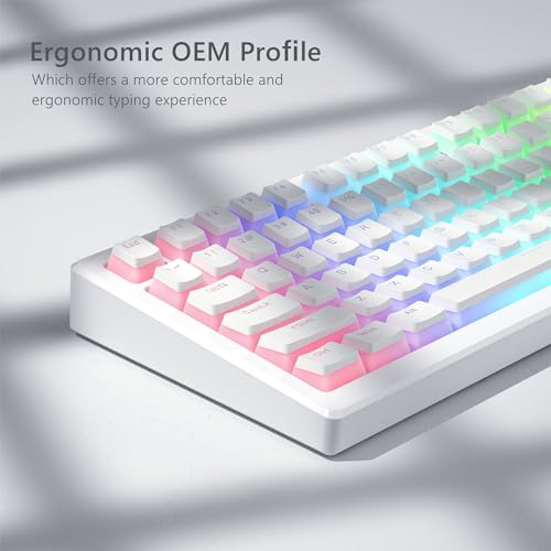 Image of Womier Shine Through PBT Keycaps, Pudding White Keyboard Keycaps | OEM Profile Custom Keycaps 75 Percent 129-key Set for 60% 65% 75% 100% Cherry Gateron MX Mechanical Keyboard-White