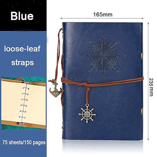 NectaRoy Vintage Retro PU Leather Cover Notebook Journal Diary, Nautical Spiral Blank String Daily Notepad Travel to Write in - Image 2