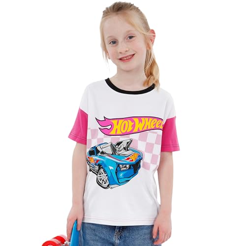 Hot Wheels Shirt for Girls | Race Car Girls Tshirt | Summer T-Shirt for Girls | White 82