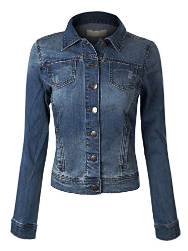 Design by Olivia Women's Classic Denim Jacket Dark Denim 3XL