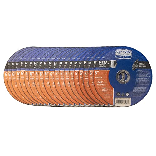Image of Century Drill & Tool 75728 Type 1A Metal Cutting Wheel, 6 inch, 20 Pack | 6 inch Type 1A Thin Metal Cutting Wheel, Aluminum oxide grit and resin bond for, Designed for fast cuts in all ferrous