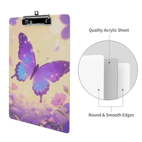 Porte-bloc A4 en acrylique violet à paillettes chic et résistant - 3