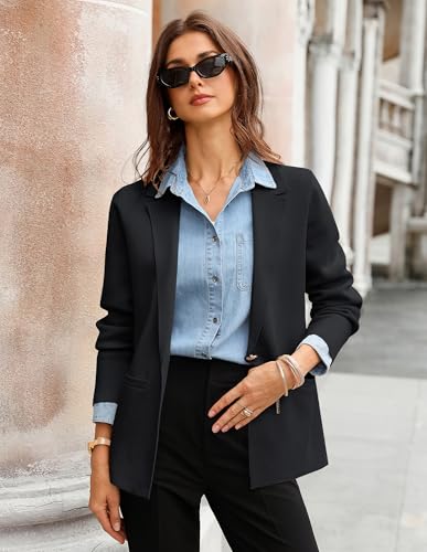 GRACE KARIN Blazers for Women Business Casual 2025, Black Sweater Blazer, Long Sleeve Open Front Suit Jackets