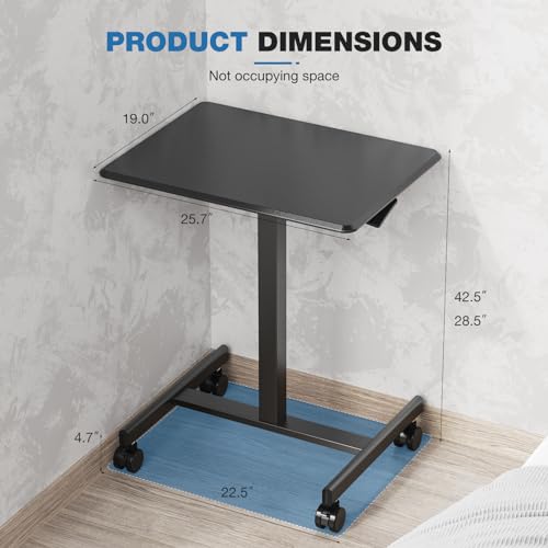 Image of OLIXIS Mobile Rolling Desk with Wheels,Adjustable Laptop Desk, Black | Adjustable Rolling Design Creates a Flexible Workspace for Home Office