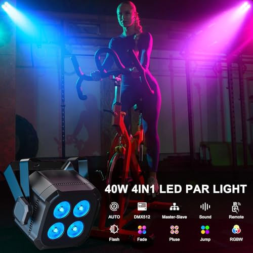 Image of 2 x RGBW LED Stage Lights 40W Pair of 4 /8 Channel DMX LED Lights with Remote Control and Sound Activation Disco Light for Stage DJ Bar Party Wedding Haloween Christmas