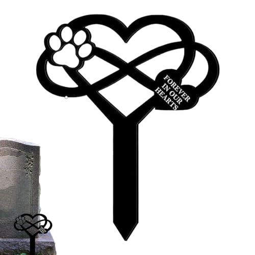 ペットの墓マーカー猫、犬用のペットの墓石 | アクリルメモリアルドッグヘッドストーンステークサイン,庭の装飾、芝生の装飾品のペット墓石、猫や犬の喪失を記念するための墓地のサイン