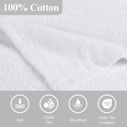 Image of Superior Kids Cotton Terry Poncho, Soft, Absorbent Bath Towel with Hood, Bathroom Accessories, Long, Plush Bathrobes for Bath, Shower, Spa, Resort, Hotel, Beach, Pool, Boy, Girl, Small /Medium, White