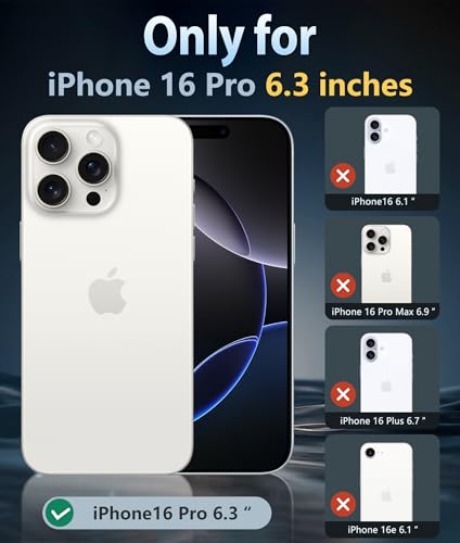 Image of FNTCASE for iPhone 16 Pro Case: Clear Phone Cases Compatible with Magsafe Slim Anti Yellowing Military Grade Drop Protection Rugged Shockproof Protective Transparent Cell Phone Cover (B-Clear)