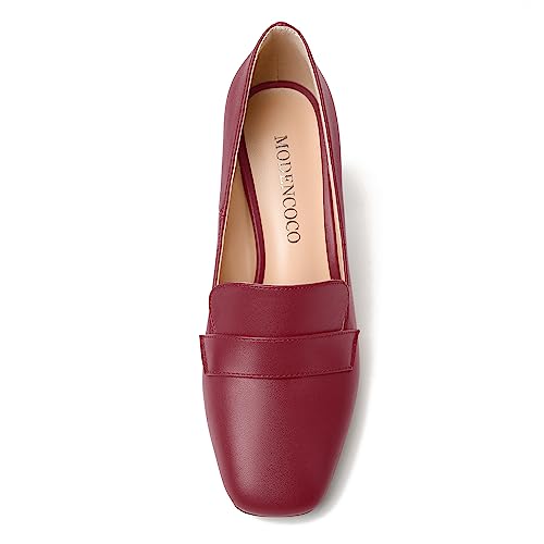 Image of MODENCOCO Womens Sexy Formal Matte Slip On Square Toe Work Block High Heel Loafers Shoes 3.5 Inch