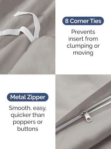 Image of Duvet Cover Oversized Queen - 3 Piece with Zipper Closure - Light Grey