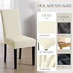 MOSAYT Velvet Dining Chair Covers Set of 4 - Stretch Slipcovers with Thick Removable Fabric for Parsons Chairs, Washable Seat Protectors for Kitchen, Banquet & Home Decor, Beige - Image 4