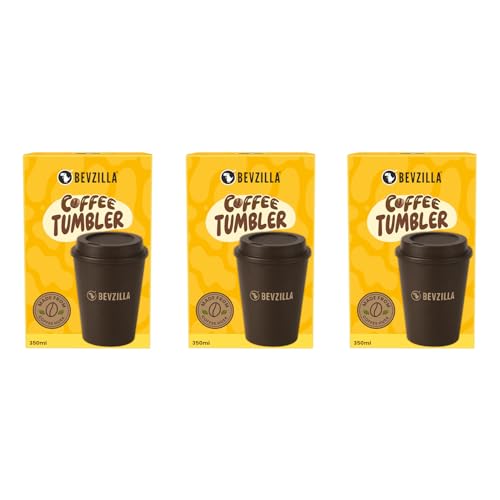 Image of Bevzilla Eco-Friendly Coffee Tumbler | Pack of 3| Crafted from Bamboo Fiber, Coffee Husk & Rice Husk | Lightweight, Durable & Food-Safe | Microwave & Dishwasher Safe | Sustainable Reusable Travel Mug