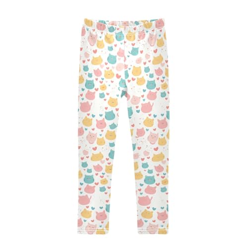 KLL Colorful Neon Cat Toddler Girls Athletic Leggings Comfortable Full Length Sweatpants Running