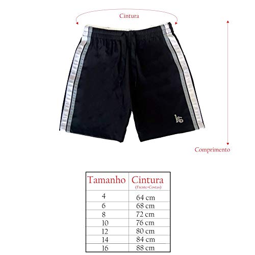 Bermuda Infantil Esporte KS Tactel Cós de Elástico 0307 COR:AZUL MARINHO;Tamanho:14