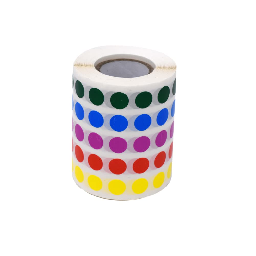 Globe Scientific LCR-95RW Cryogenic Dots Label Roll for 0.5-1.5mL Tube, 9.5mm Diameter, Assorted, Roll of 5000