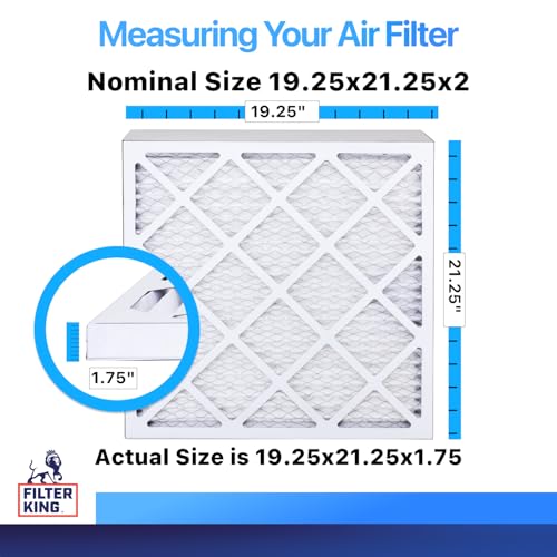Image of Filter King 19.25x21.25x2 Air Filter MERV 8, AC Furnace Filters (6-Pack) | Dust & Allergy Control (Actual Size: 19.25 x 21.25 x 1.75)