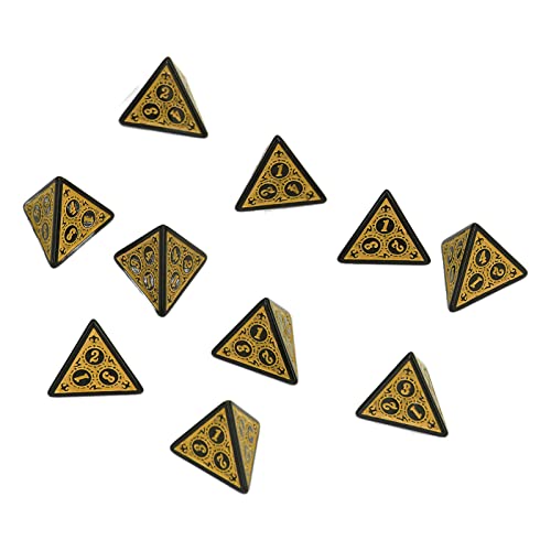 Dice Set, 10Pcs Dnd Window Lattice Carved Rpg Dice Vintage For Board Game(4 Sides) #TOP7