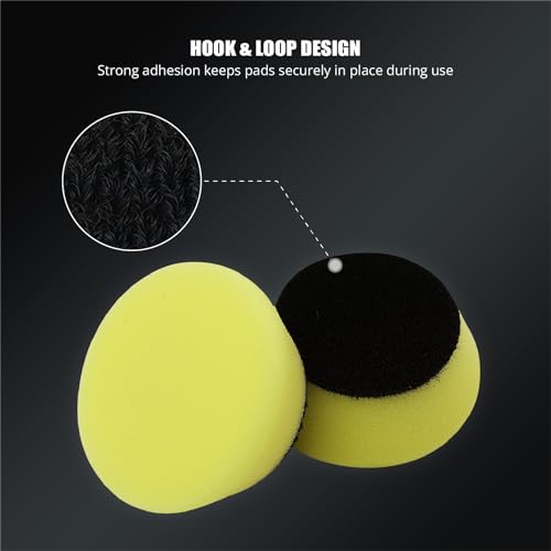 Image of SPTA Yellow T80 Mini High-Cut Foam Polishing Pad, 5Pcs 2inch /50mm Sponge Polishing Buffing Pads, Car Foam Detail Polishing Pad Kit for Car Detail Polishing, Small Area Polishing -FPBFS2Y