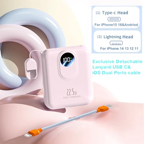 Batería externa de 10000 mAh rosa con 4 salidas de carga simultánea y pantalla LED 4