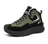 FUHUBB Botas De Neve térmicas masculinas - clima frio extremo-Sola de PVC antiderrapante - sapatos de Inverno Com cordões para caminhadas, escalada no gelo (Dark Green color,9)