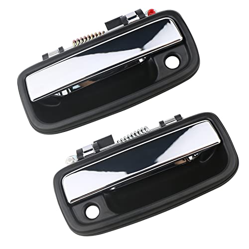 Osompar Exterior Door Handle Front Left & Right With Key Hole Pair (Chrome&Black) Compatible With Toyota 1995-2004 Tacoma Replaces 69220-35030 69210-35030 #TOP3