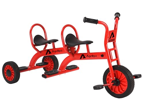 Kids Tricycles for Preschoolers Ages 3+, Ideal Outdoor Playground & Daycare Yard Trike with Passenger Seat, Durable Metal Pedal Kids Tandem Tricycles, Sturdy Carbon Steel Frame, Solid Rubber Tires