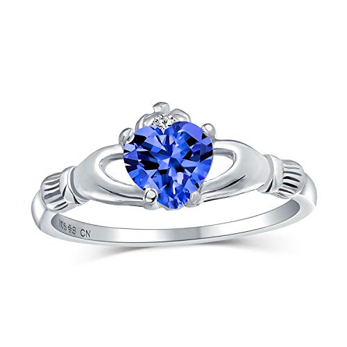 Bague Claddagh personnalisable en verre et saphir simulé pour ado