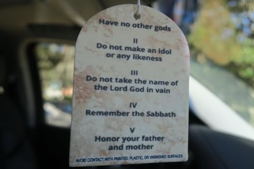 Image of A-Z Bible Products Christian Car Air Fresheners - 3 Pack Hanging Auto Accessories with Ten Commandments - Fresh Air Scent - Faith-Based Scripture Car Decor and Inspirational Christian Gift