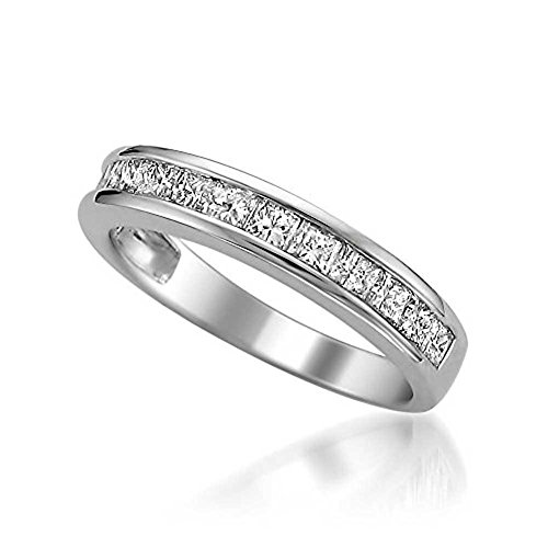 Platinum Princess-Cut Diamond Bridal Wedding Band Ring (1 cttw, G-H, VS2)3
