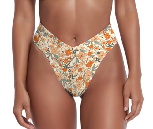 Image of geluboao Women's Bikini Bottom Sexy V Cut High Cut Swimsuit High Waisted Bathing Suit Bottoms
