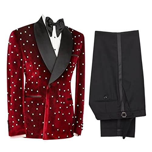 Costume de mariage homme veste velours pierre à fusil ensemble smoking chic de Noël