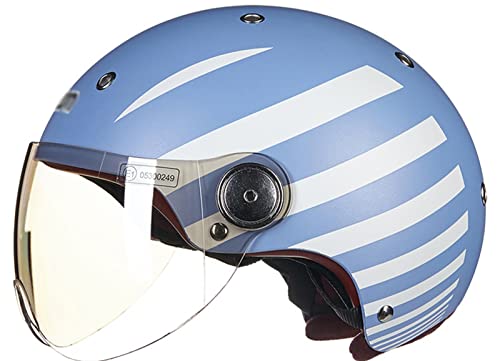 Medio CascoMotocicleta Casco Jet Cara Abierta Casco Ciclomotor con Visera Casco Medio Cubierto Motocicleta para Adultos Aprobado por Dot/ECE Casco Verano Unisex para Scooter 3,L(58-59CM)