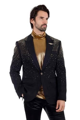 Barabas Men's Rhinestone Solid Color Notch Lapel Blazer 2BLR6