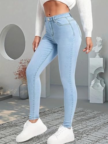 Plus Size Womens Classic High Waisted Skinny Stretch Butt Lifting Jeans Slim Fit Denim Pants3