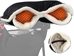Orzbow Gants de Poussette d'hiver, mitaines imperméables pour le temps froid avec la polaire berbère, Muffs universels antigel facile à attacher à la poussette, parents et soignants, Cozy & Chaleureux, noir