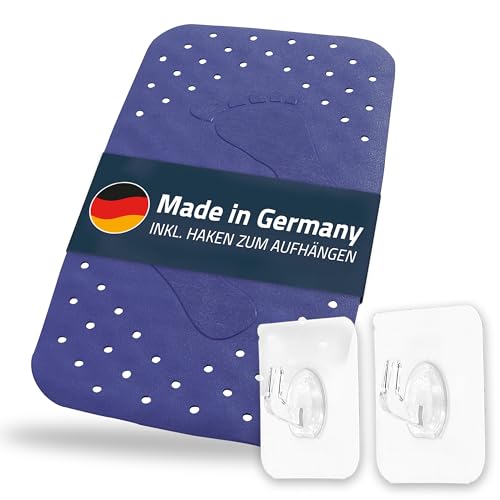 Badewanneneinlage, Wanneneinlage, Badematte Step ca. 38x72 cm, dunkelblau, 100% TPE | inkl. 2 Haken...
