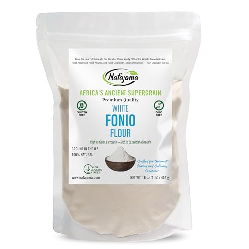 Nafajama 1LB White Fonio Flour, Ancient African Superfood, All-Natural