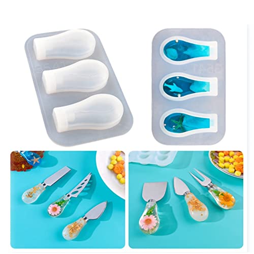 Charcuterie Board Resin Knife Base Collection, 3Pcs Handle with 5Pcs Blade Resin Mold (3 PCS Mold)