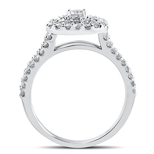 Pompeii 1 1/10ct Cushion Halo Diamond Engagement Wedding Ring Set 10K White Gold Carat - Size 7 - Image 3