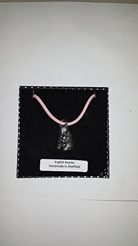 Pendentif panda étain anti-allergie collier cordon rose réglable 41cm
