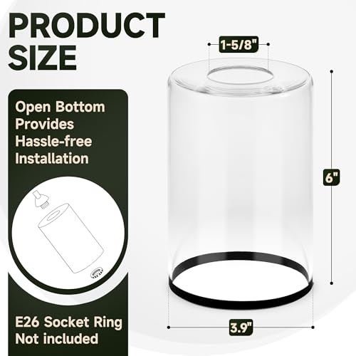 Image of Clear Glass Light Shade with Black Trim - 1-5 /8 inch Fitter Opening - Replacement for Chandeliers, Wall Sconces, Pendant Lights，Vanity & Ceiling Lights - Morden Style Decor (4 Pack)