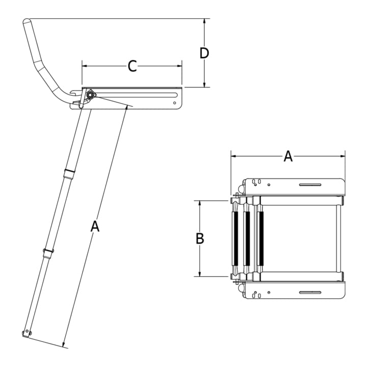 White Water B00301UFG Marine 316 Stainless Steel Under Platform Shelved Ladder with Fold Out Grab Rails, 3-Step, for Boat, Yacht, Camping, RV