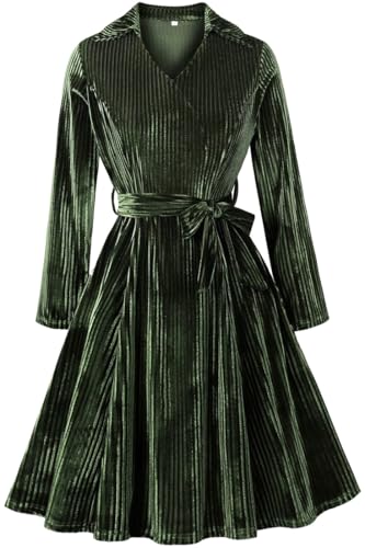 Dame 50er Jahre Kleider Rockabilly Langarm Vintage 3/4 Ärmel Elegant A Linie Knielang Coctailkleid Kleider Partykleid