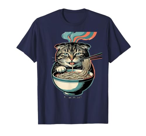 Navy Ramen Cat Anime T-Shirt