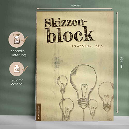 A2 Zeichenblock DIN A2 mit 50 Blatt hochweißem Papier