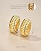 SNGIA Large 18K Gold Plated Chunky Clip on Statement Earrings for Women, Bold Handmade Exaggerated Trendy Seashell Ribbed Jewelry Gifts, Curved Half Circle Textured Summer Beach Fashion Earrings Accessories, Big Vintage Irregular Hammered Thick Circular Nickle Free Cuff Huggie Earrings.